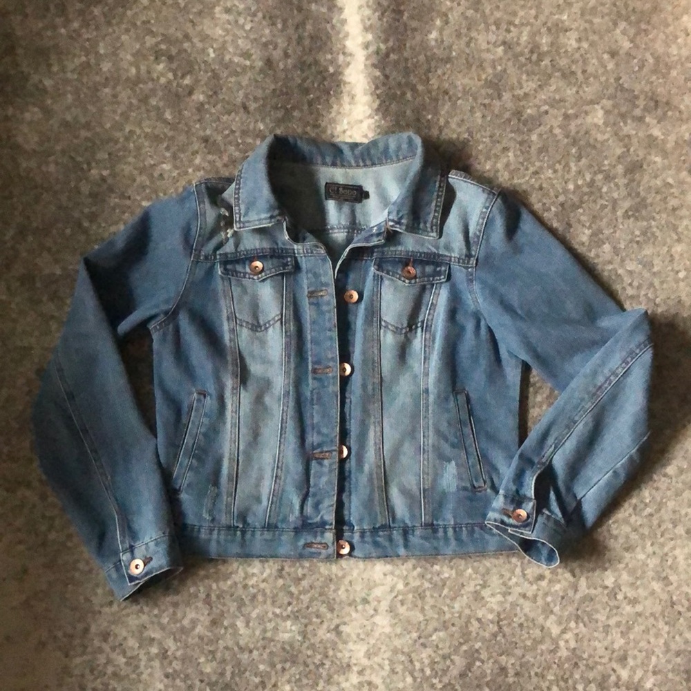 Denim Jacket w/ Rose gold metal buttons